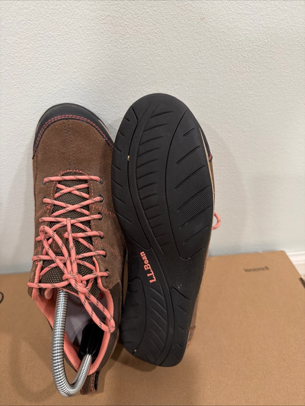LL Bean Brown Suede Pink Lace Up Hiking Walking Shoes. Woman's Size 7M read - Picture 8 of 9